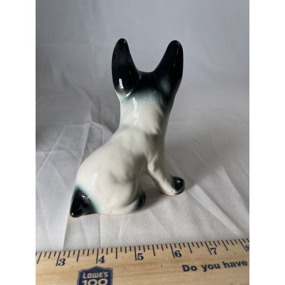 VTG MCM Ceramin Scottie Terrier Dog Black (Green Tint) White Figurine Whtnot #1 - Picture 3 of 5